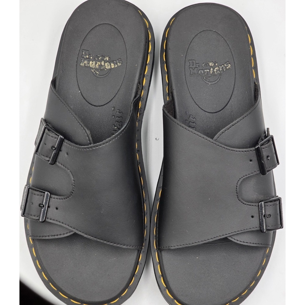 Dr Martens Dax Mens 12 Black Leather Sandals Slides EU 46 UK 11 - Picture 6 of 10